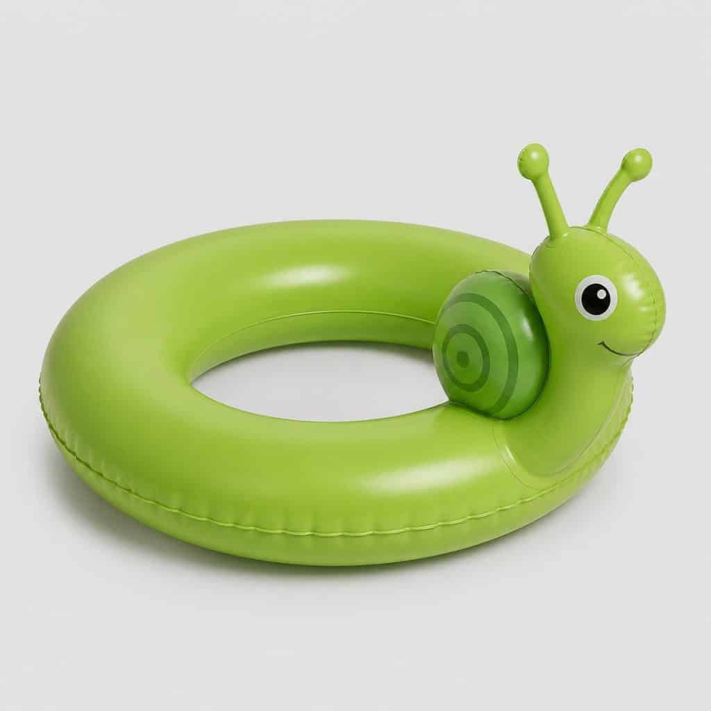 Bouée ronde tête d'escargot verte, vue de face