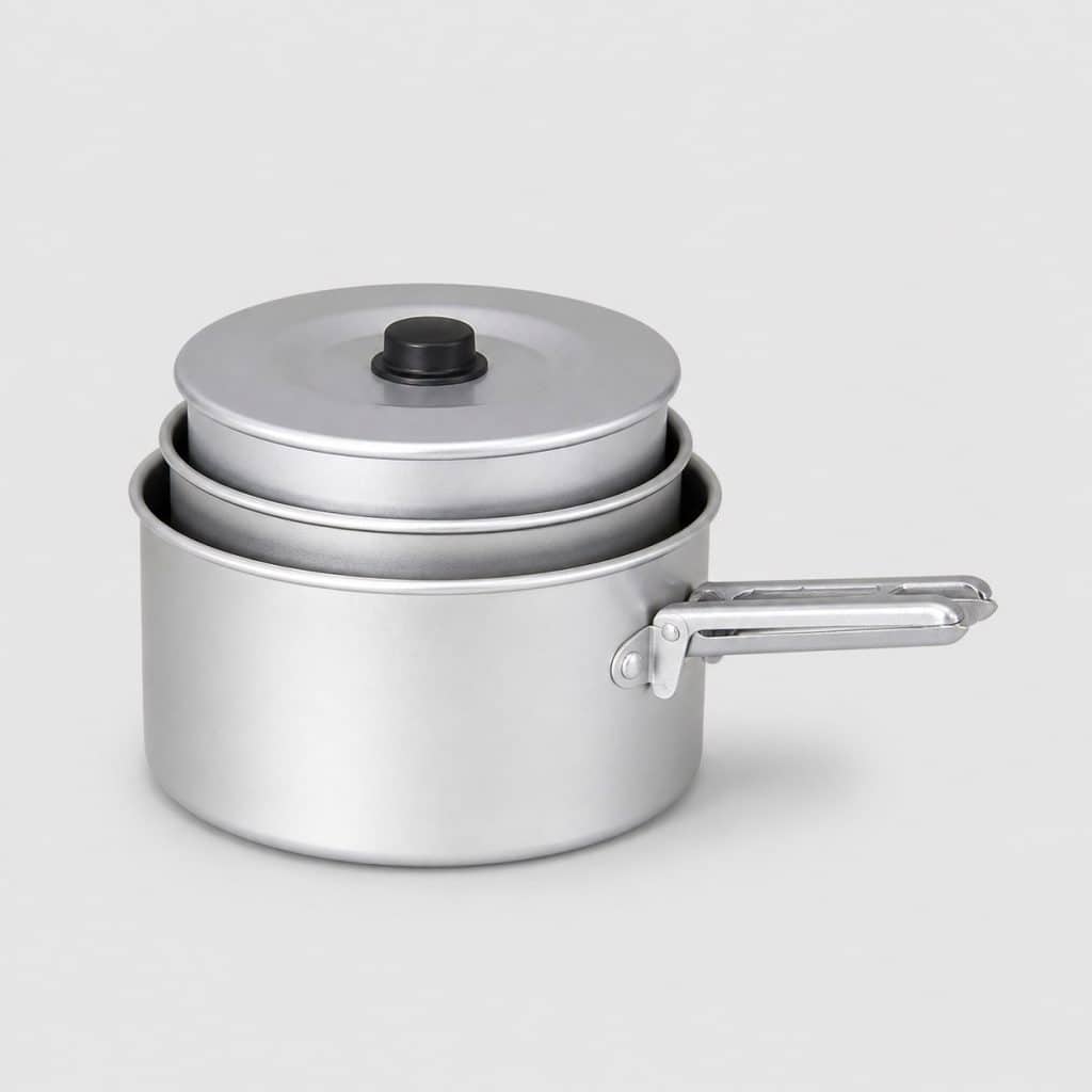 Kit de casseroles en aluminium, vue imbriquée