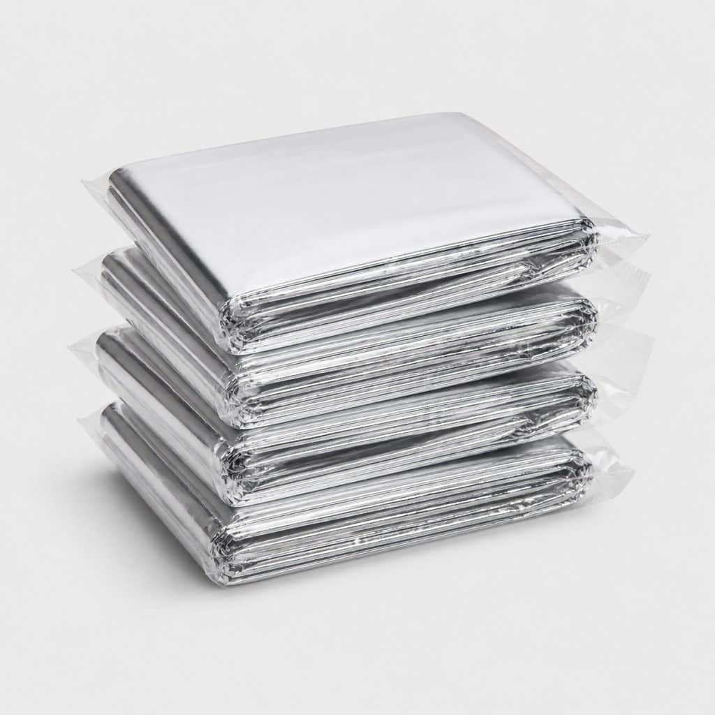 Lot de 5 couvertures de survie, vue d'ensemble