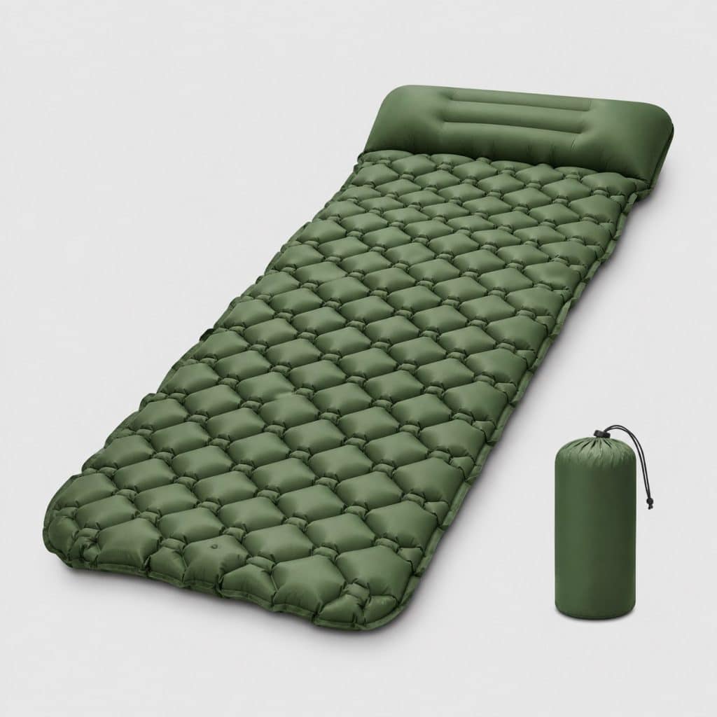 Matelas 2 personnes avec sac de transport, vue de face