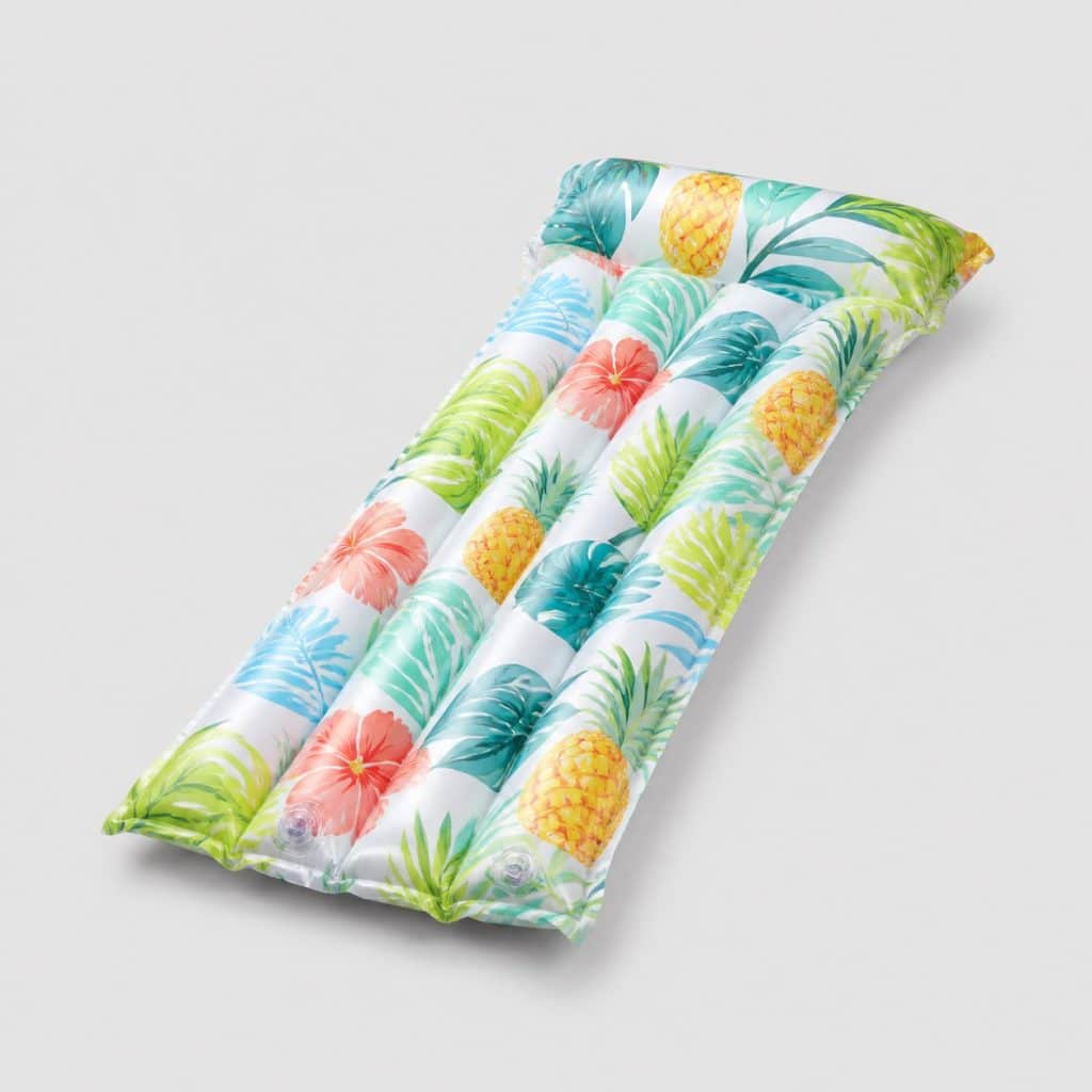 Matelas gonflable motif estival, vue de face
