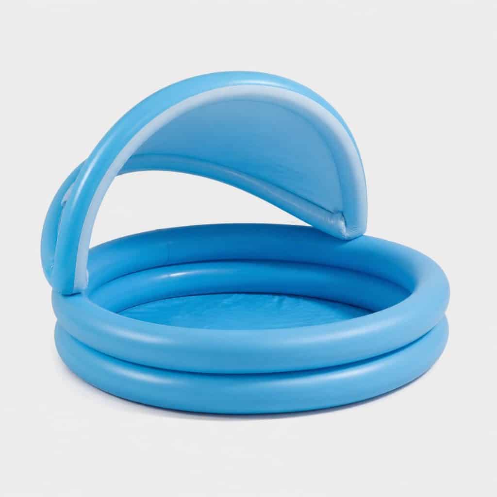 Piscine gonflable enfant avec auvent bleue, vue de face