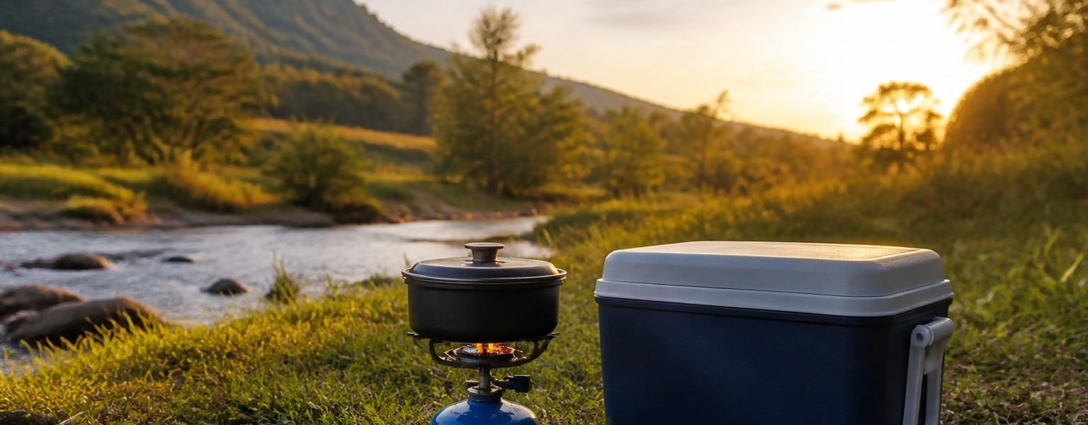 Rechaud de camping allume et glaciere portable en plein air